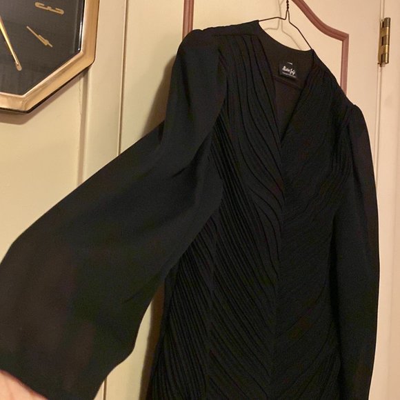 Black Ruched Jacket With Rhinestone Button - Picture 3 of 4